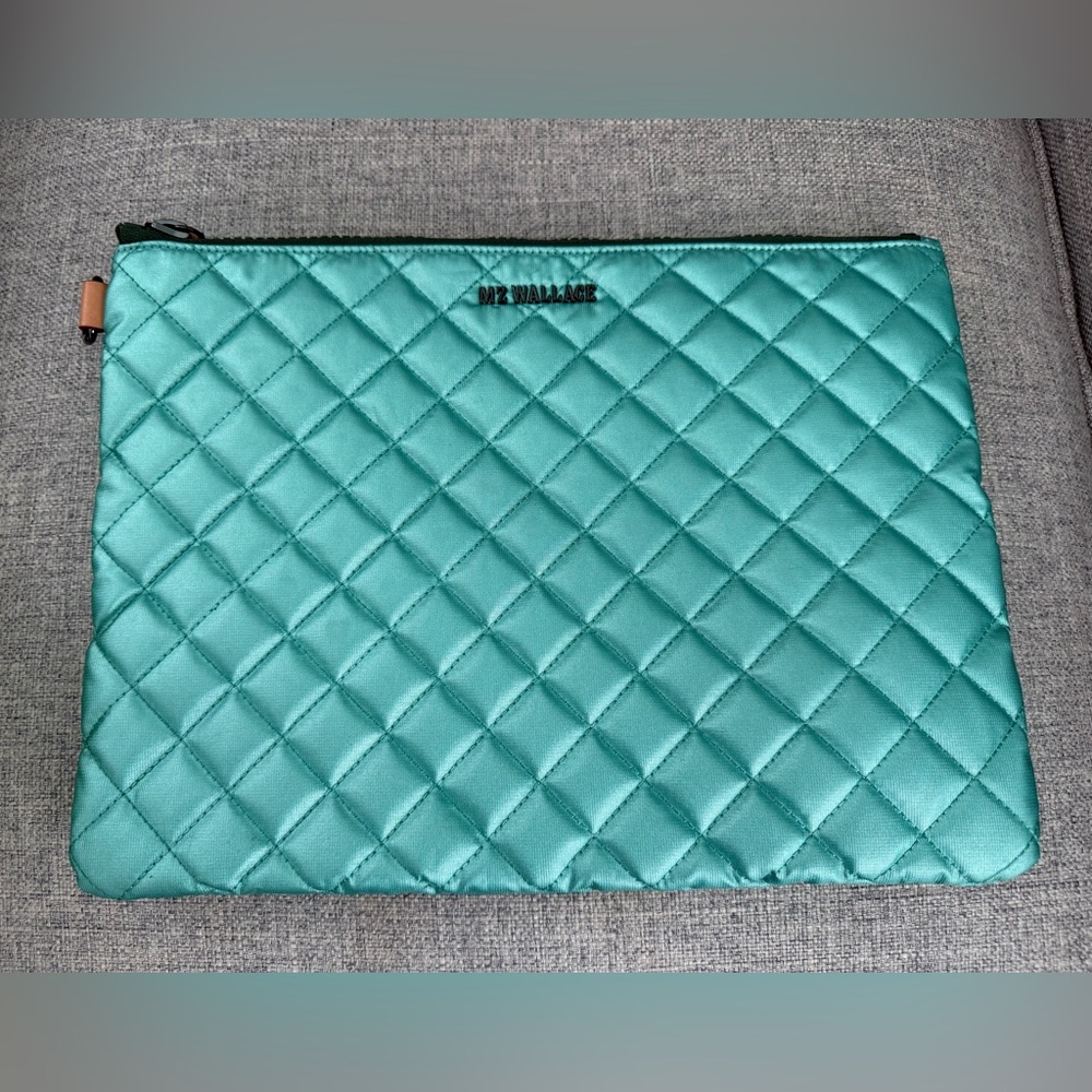 MZ Wallace Large Metro Pouch Aqua Teal - Picture 7 of 11